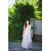 Boho Style Embroidered Maxi Skirt White with Blue Embroidery